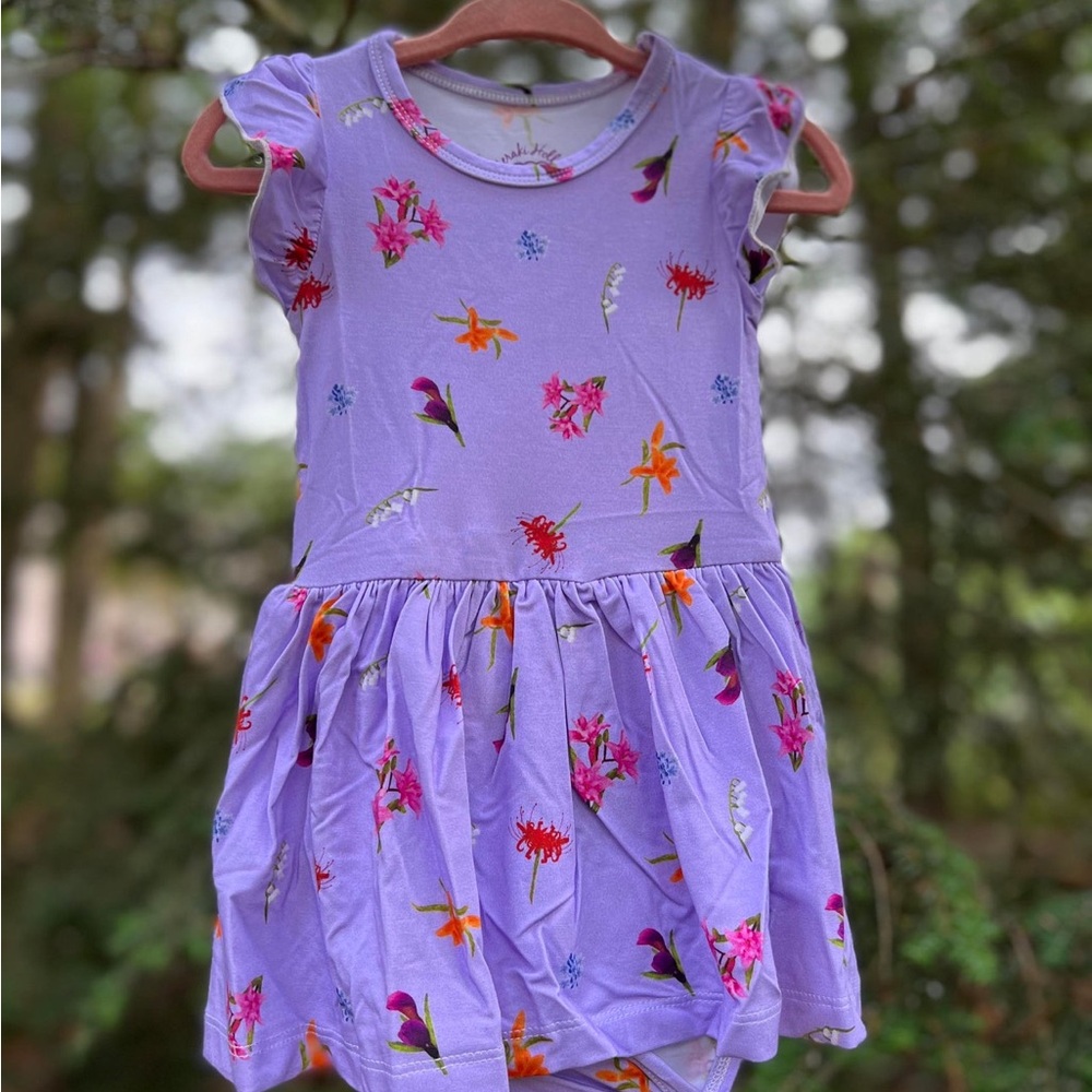 Meraki Lavender Floral Kids Dress